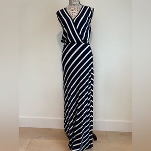 Navy and White Striped Maxi Dress